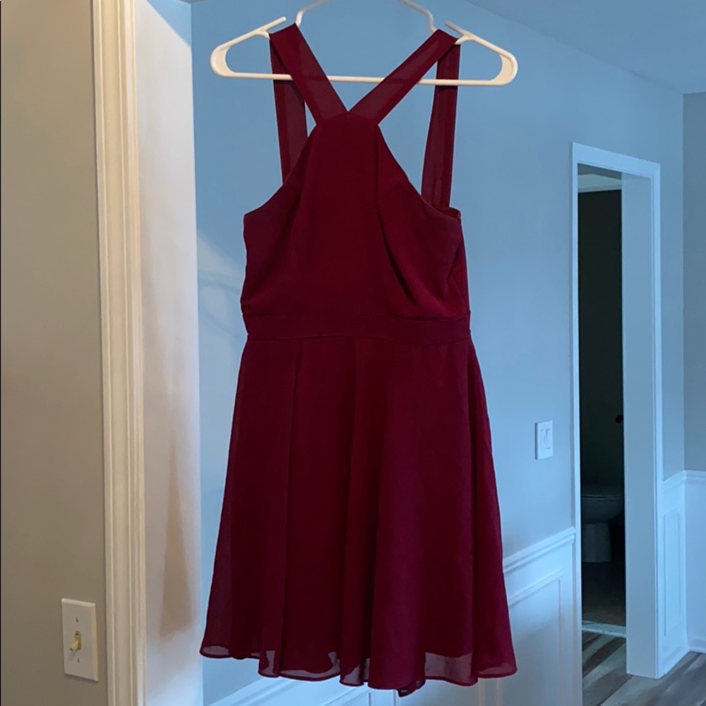 Maroon high neck dress